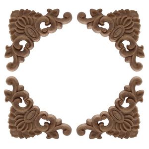 Decorative Objects Figurines Modern Retro Unpainted Carved Wood Applique Craft Onlay Long Large Crown Rubber Furniture Walls Corner