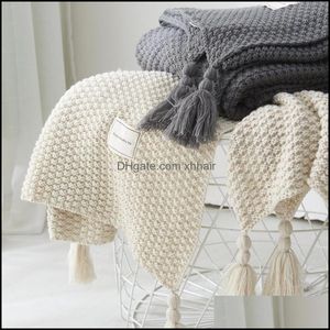 Wholesale coral crib resale online - Textiles Gardennordic Knitted Blanket With Tassel Soft Shawl Sofa Er Casual Throw Blankets For Beds Home Drop Delivery Qopy