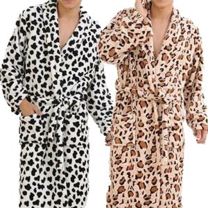 Heren nachtkleding mannen vrouwen liefhebbers gewaden sexy luipaard flanel comfort bad gewaad zachte kamerjas huisvrouw volwassen slaap nachtkleding
