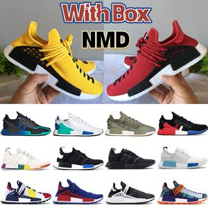 nmd siyah ayakkabılar toptan satış-Kutu ile NMD İnsan Irkı Pharrell Williams erkek koşu ayakkabıları sonsuz türler Güneş Paketi R1 V2 üçlü beyaz turuncu mavi erkekler kadınlar Sneakers