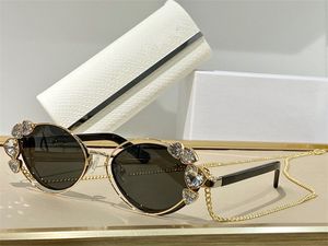 Wholesale frames shine for sale - Group buy Frame Anti Ultraviolet Retro Sunglasses Diamond Style SHINE Women Fashion Metal Random For Chain Oval Eyeglasses Summer Box Jmbda