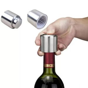 şarap preserver vakum pompası toptan satış-Paslanmaz Çelik Vakum Mühürlü Şarap Şişesi Tıpa Likör Şişeleri Açacağı Koruyucu Preserver Pompa Mühürleyen Bar Stoper Mutfak Aletleri