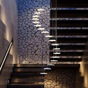 Duplextrappa ljuskrona LED kreativ postmodern minimalistisk amerikansk måltid stjärna hängande linjelampa belysning hängande lampor
