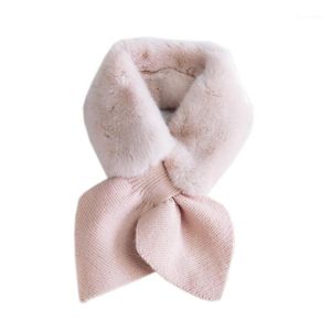 Hart boog kruis gebreide sjaal vrouwen winter mode dikke warme faux bont hals kraag sjaals voor damesverfrisaard