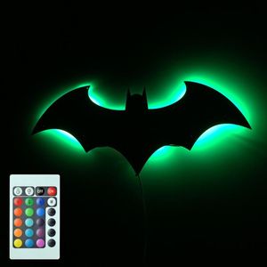Nachtverlichting Mode Afstandsbediening Bat D RGB Kleurrijke USB LED schaduw Projectie Wandlamp Kinderspeelgoed Holiday Gift Light