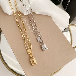 European and American fashion necklaces for women Street retro hip hop high sense locket pendant necklace Gold cold wind clavicle chain