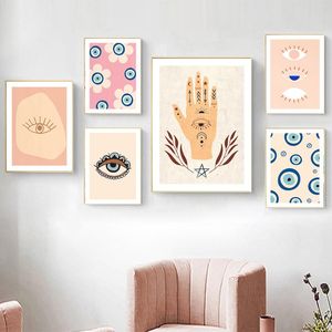 Paintings Lucky Turkish Greek Eyes Evil Hamsa Hand Wall Art Canvas Painting Nordic Posters And Prints Boho Pictures For Home Decor