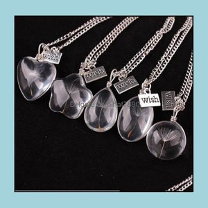 Pendant Necklaces Pendants Jewelry Make A Wish Glass Bead Orb Natural Dandelion Seed In Long Necklace Bottle Sier Plated Drop Delivery