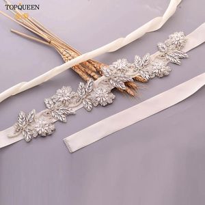 Bruiloft sjerpen topqueen S427 luxe bling riemen voor vrouwen bloem sjerp riem kralen jurk lange strass bladeren bruids
