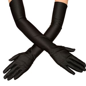 siyah saten eldiven dirseği toptan satış-Klasik Uzun Eldiven Kadınlar Flapper Eldiven Eşleştirme Kostüm Yetişkin Siyah Beyaz Kırmızı Gri Cilt Opera Dirsek Bilek Streç Saten Parmak