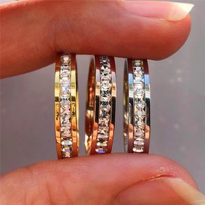 Crystal CZ Stone Ring Stainless Steel Women Wedding Rings Fashion