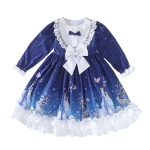 Meisjesjurken Lolita Spaanse stijl Long voor meisjes Japanse kawaii prinses jurk vintage gedrukte patronen babykleding