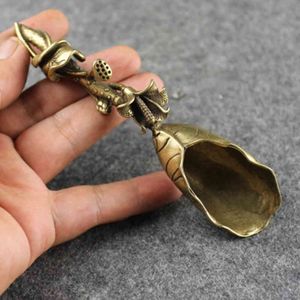 Creatieve Scoops Shovel Brass Copper Lotus Root Bamboo Servies Koffie Lepel Pet Thee Ceremonie Ice Cream