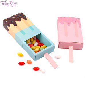 Ice Cream Xmas Candy Boxes Christmas Kraft Bag Paper Popcorn Box Goodie Bags Gift Bag Kids Party Favors Candy Bag Birthday Deco Y0606