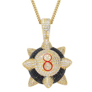 Fashion Black Meteor hammer Pendant Necklace with Cubic Zirconia For Men Women Gifts Hip Hop Jewelry N10