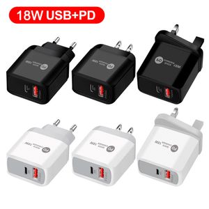 Wholesale samsung s21 power adapter resale online - PD Type c charger QC3 Fast Quick EU US UK AC Power Adapter Wall Chargers For IPhone Samsung S20 S21 Htc