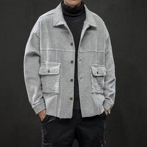 frei wild jacke großhandel-Herbst Cord Jacke Mode Retro Feste Farbe Lässige Baumwolle Mann Streetwear Wild Lose Mantel Männer Große Größe Jacken