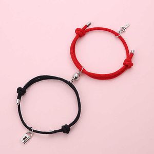 Wholesale key bracelet for couples for sale - Group buy 13colors Custom Magnetic Key and Lock Alloy bracelet For Couple set