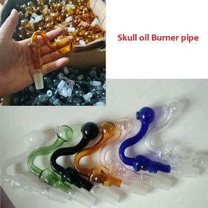 tubos de vidro curvos fumando venda por atacado-Colorido curvado pyrex vidro bacia de óleo queimador de óleo tubos de crânio mm mm masculino feminino articulação fumar tubos