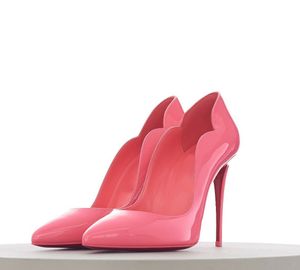 Med låda kvinnor skor röda bottenpumpar het chick mm damer klänning skor höga klackar klassiska bröllopsfest gula rosa patent läder sandaler EU
