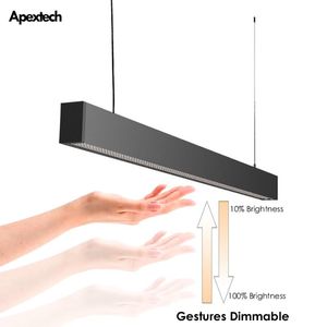 Hängsmycke Lampor Patent Hand Motion Sensor LED Linjär ljus Dimbar Gests Sensing Lights Matsal Kontor Arbetsbänk Hängande lampa