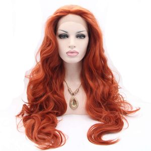 drag queen venda por atacado-Syia Cor Vermelha Body Wave Prune Sintético Lace WIP Frente Para Mulheres Calor Ristant Fibra Hair Drag Queen Wigs