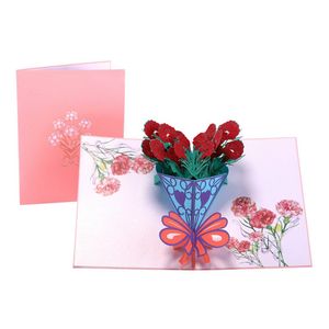 Kartki z życzeniami matki Pocztówka d Pop Up Flower DZIĘKUJĘ MAMA Happy Birthday Zaproszenie Dostosowane Prezenty Wedding Paper V2
