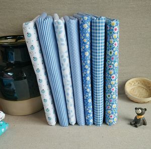 Ny blandad Design blå tryckt bomullstyg Vanlig väv för handgjorda sömnad Material Patchwork Curtain Needlework DIY Craft cm