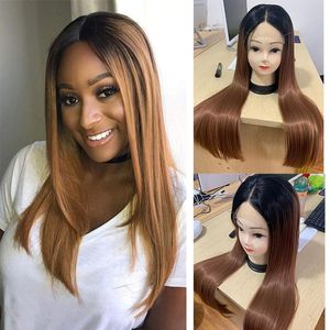 Synthetic Wigs B Ombre Blonde Preplucked Silky Straight Inch Lace Front Wig For Women With Babyhair Daily Middle Part Glueless