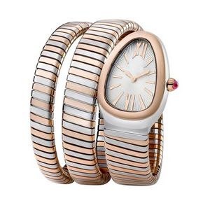 yeni japon saati toptan satış-2021 Yeni Kadın İzle Yılan Bileklik Gümüş Gül Altın Uzun Bilezik Beyaz Roma Japon Kuvars Paslanmaz Çelik Safir Kol Saati