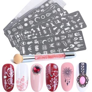 Wholesale pens images resale online - Nail Art Kits Stamping Plate Set Double Sides Stamper Pen Image Stencil For Polish Printing Template Manicure Tool ZN01