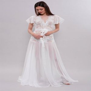 Wholesale elegant sexy night gown resale online - Women s Sleepwear Elegant Night Gown Pure Chiffon Lace Bride Robes Custom Made Short Sleeves Dressing Women Sexy Dresses