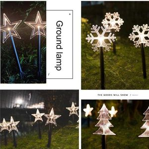 buried lights venda por atacado-Cordas Floco de Neve Árvore de Natal Cinco apontado Estrela Jardim Clard Courtyard Enterrado LED Home Decoração