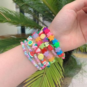 Beaded Strands Summer Fruits Bracelets For Women Strawberry Vintage Cute Lovely Star Charm Jewelry Party Gifts Accessories