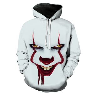 Summer Thin Men s D Scary Clown Hooded Sweatshirt Casual Men Women Street Print Hoodie Spring and Autumn Loose Pullover Top