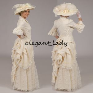 19 wieków wiktoriańska regenencja balu sukienki z długim rękawem S wojna domowa Rewolucyjna Lace Up Halloween Cosplay Suknia