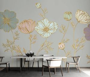 Wallpapers Nordic reliëf bloem D po wallpaper natuur bloemen voor woonkamer make up achtergrondcontactpapier papel de parede aanpassen