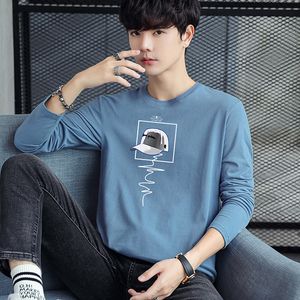 gençlik uzun kollu tişörtler toptan satış-Uzun ilkbahar ve sonbahar Kore versiyonu pamuk uzun kollu gençlik t shirt trendy erkek t shirt