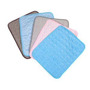 5 Size Dog Cooling Mat Pad Summer Pet Beds Mats For Dog Houses Blue Dogs Cat Foldable Breathable Ice Pads Cool Cold Silk Moisture Proof Cooler Car Pets Seat Cover