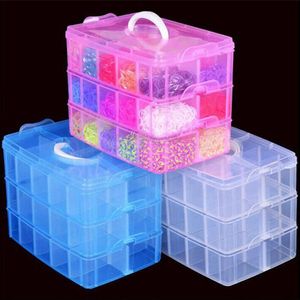 3 lagen compartimenten Duidelijke opbergdoos Container Sieraden Bead Organizer Case