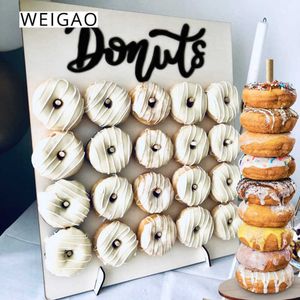 WEIGAO Wooden Donuts Stand Donut Wall Display Holder Wedding Decoration Birthday Party Supplies Baby Shower Donut Holder Party Y0909