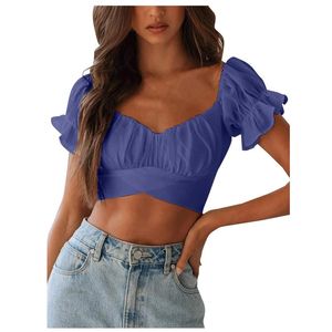 Yoga Outfit Women s Fashion Ruffle Short Sleeve Off Shoulder Tie Up Back Crop Blouse Tops Sports Top Bra Without Underwire Tube