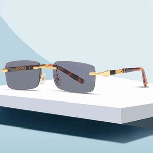 fransız çerçeveleri toptan satış-Güneş Gözlüğü Erkek ve Bayan Çerçevesiz Ox Horn Güneş Gözlüğü Altın Ahşap Optik Gözlük Fransız Moda Çerçeve