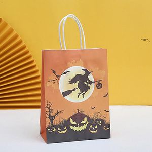 Halloween prezent Wrap torba Cukierki Torby do pakowania z uchwytem Dzieci Trick or Treat Dynia Witch Zakupy Kraft Papier Przekąski Package HHD10319