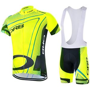 sarı jersey bisiklet toptan satış-Floresan Sarı Bisiklet Takımı Giyim Hızlı Kuru Erkek Bisiklet Giyim Yaz Pro Formalar D Jel Ped Bisiklet Şort Set Yarış Setleri1