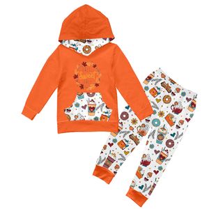 Sweet Fall Thanksgiving Design Style girls set With Hat Peace Toddler Casual Boutique Kids Clothing High Quality Sets