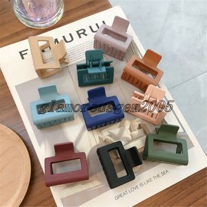 Wholesale matte hair claw clips resale online - Women Matte Resin Hair Claws cm Solid Color Frosted Barrettes Geometric Square Hollow Hair Clamps Crab Hair Clips Accessories
