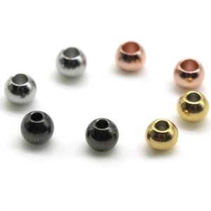 2 mm Silver Rose Guld Svart Rostfritt Stål Spacer Loose Ball Pärlor för Charm Armband DIY Smycken