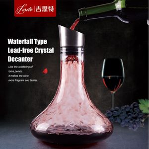 hızlı şarap toptan satış-Bar Araçları Aksesuarları Solunum Kurşunsuz Kristal Cam Şarap Destanter Carafe ile Dahili Havalandırıcı Hızlı Boşluk