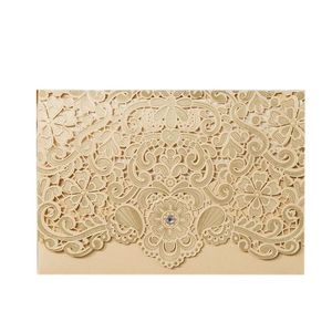 imprimir marcadores venda por atacado-Marcador cortar luxo flora convites de casamento cartão elegante lace impressão envelopes decoração festa